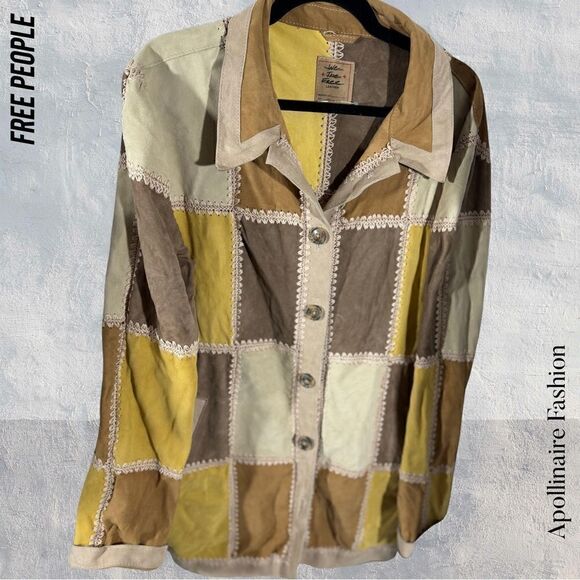 WE THE FREE EDIE CROCHET SUEDE LEATHER PATCHWORK JACKET NEW XL - Picture 9 of 10